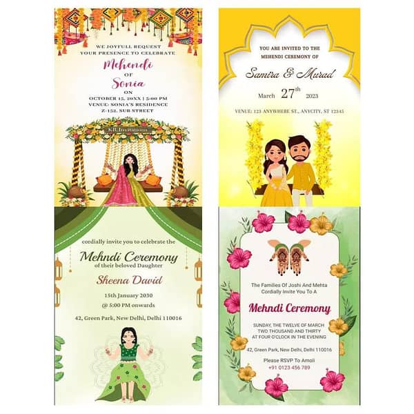 Customize Cards: Mehndi, Dholki, Nikkah, Valima, and Wedding Invitations