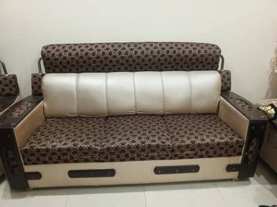 ELEGANT BROWN & BEIGE LUXURY SOFA SET-3+2+1-SEATER