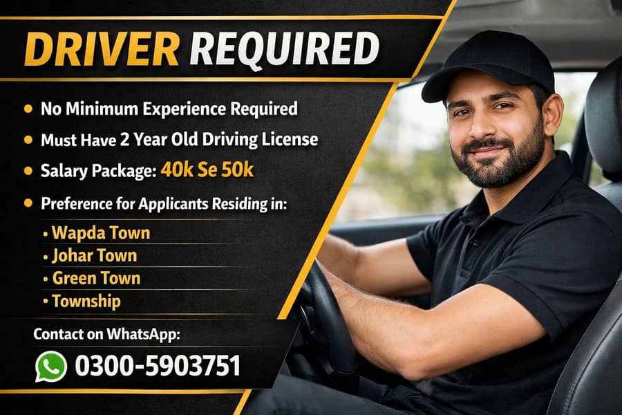 driver needed Driver Required Job in Lahore | Company Driver Needed ...