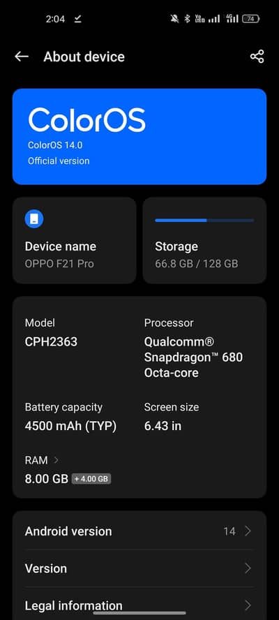 oppo f21 pro 8/128
