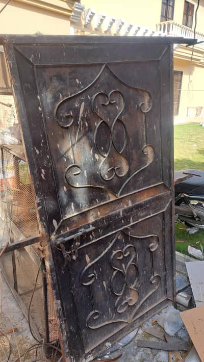 Steel door with its frame