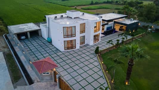 09 Kanal Modern Farmhouse for Sale with Private Home Theater Bedian Road Spring Meadows