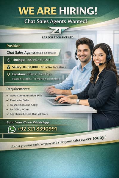 Day Time Call Center Job Available For Male & Female in Islamabad