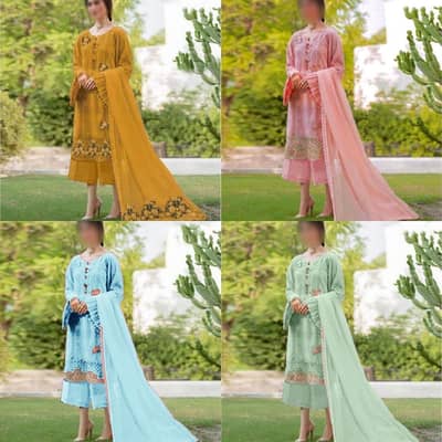 3pc chicken kari embroidery collections