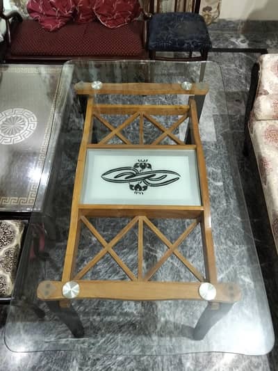 Dining wooden table 11mm glass