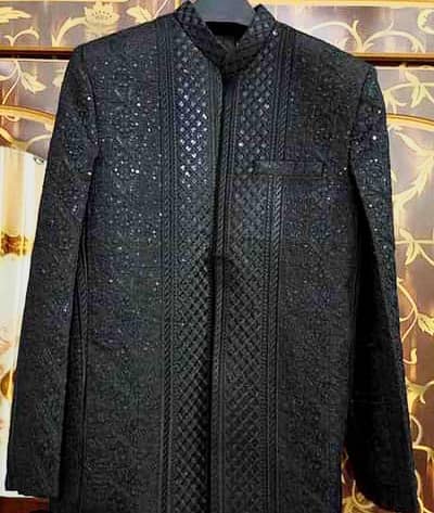 Men’s Black Embroidered Prince Coat + Kurta
