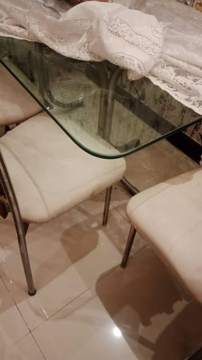 dining table steel design good condition