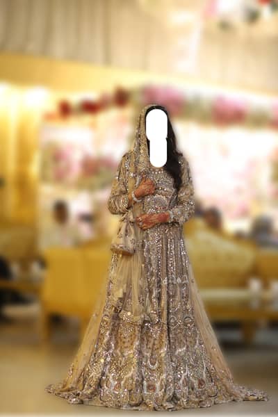 Designer Rose Gold Indian Durry Bridal Maxi – Heavy Embroidery