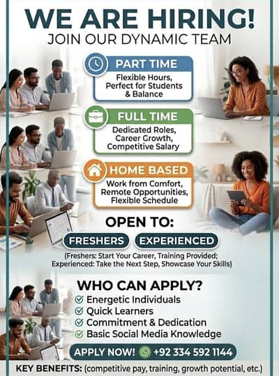 Male and Female staff required for office and online work