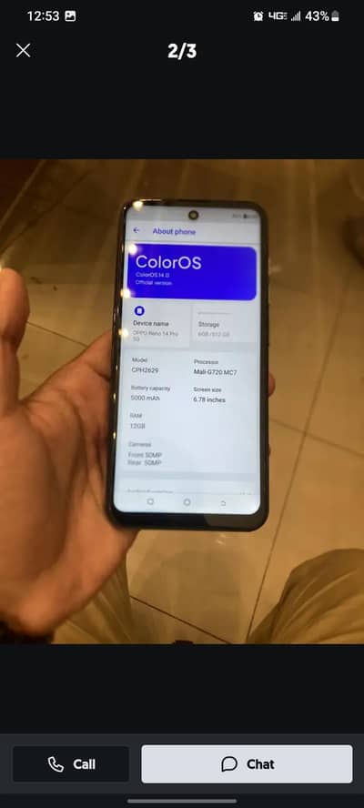 oppo Reno 14 pro 5G 12gb/512gb kit h . pta approved. exchange possible