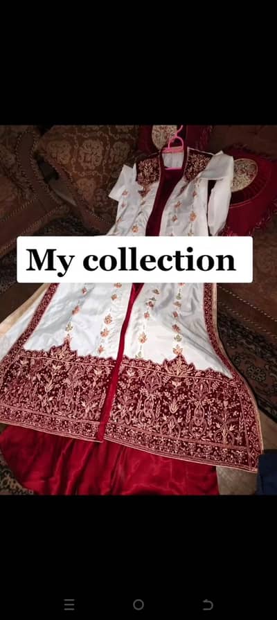 Raw silk Cherry red maxi with white Over coat