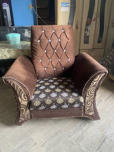 Velvet Brown Sofa Set - [2- 1 Seater, 1 - 3 Seater]