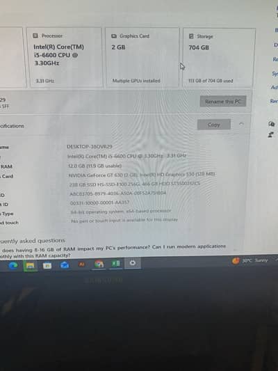 Hp Core i5 6th gen with branded samsung led 24 inches