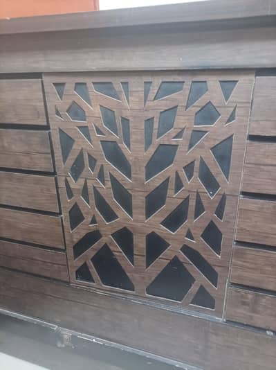 Bed with side table and dressing table