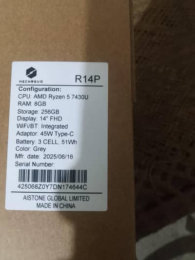 Brand New MECHREVO R14P Ryzen 5 7430U Laptop 8GB RAM 256GB SSD 14" FHD