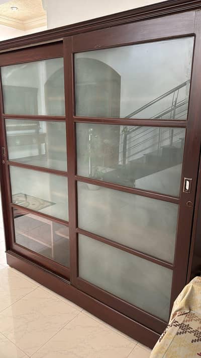 Title: Solid Wood Sliding Door Cabinet / Almari – Excellent Condition