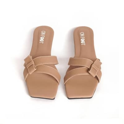 Women Rexine Bow flats Beige All Sizes