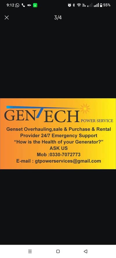 how is the health of your generator I'm generator machanic first call