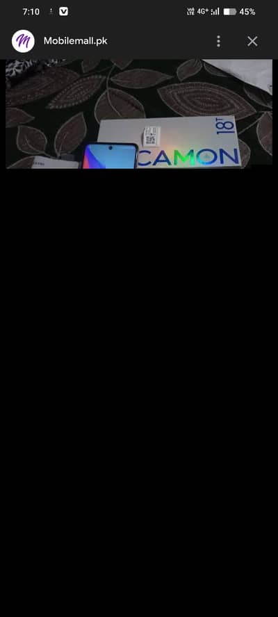 Tecno camon 18T All to All ok 10/10 pta approved complete saman 128gb