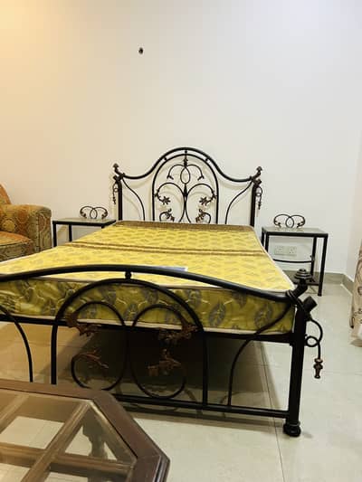 Iron Bed Queen Size along with Medicated Metress