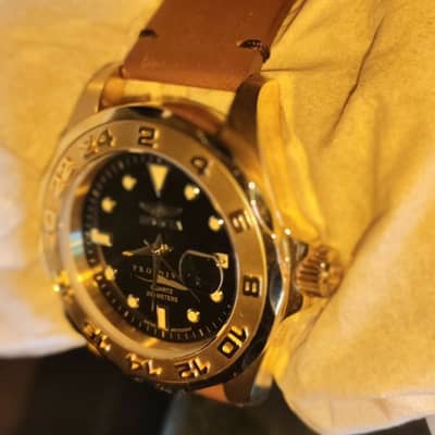 Invicta Golden Dial Watch | Brown Leather | Date Option