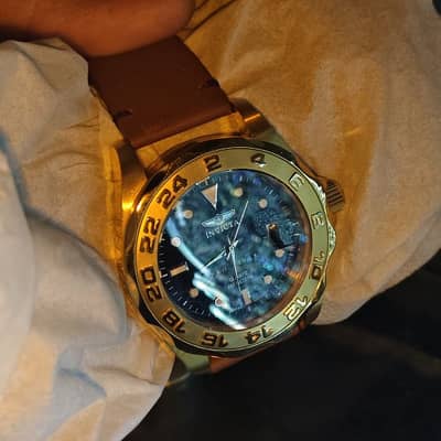 Invicta Golden Dial Watch | Brown Leather | Date Option