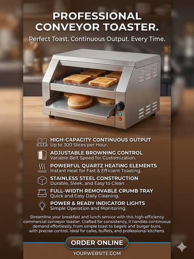 Commercial Conveyor ToasterAutomatic Bread Toaster Heavy Duty Restaura
