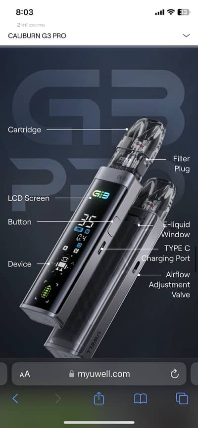 VAPE UWELL CALIBURN G3 PRO
