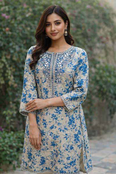 two piece stitched embroidery neck