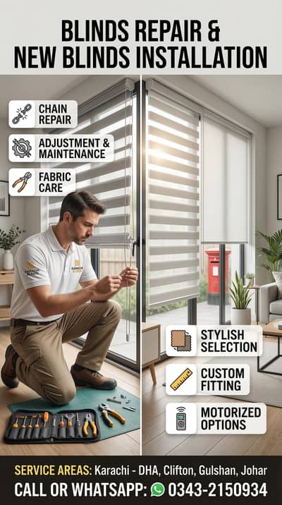Blinds Repairing Service | New Blinds Installation Karachi