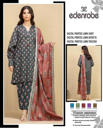 3 Pcs Women's Unstitched Printed Suit