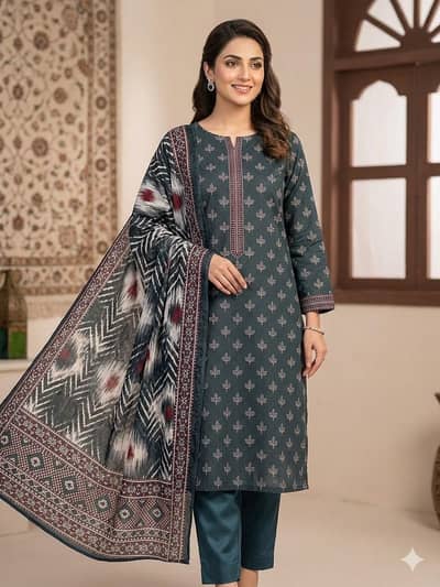 3 piece unstitched  lady suit new summer collection 2026