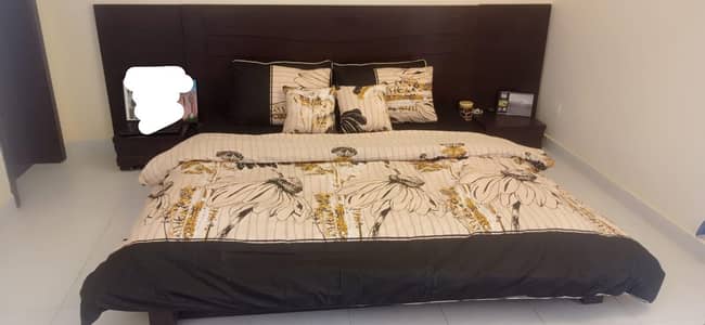 wooden lower Bed with 2 side tables