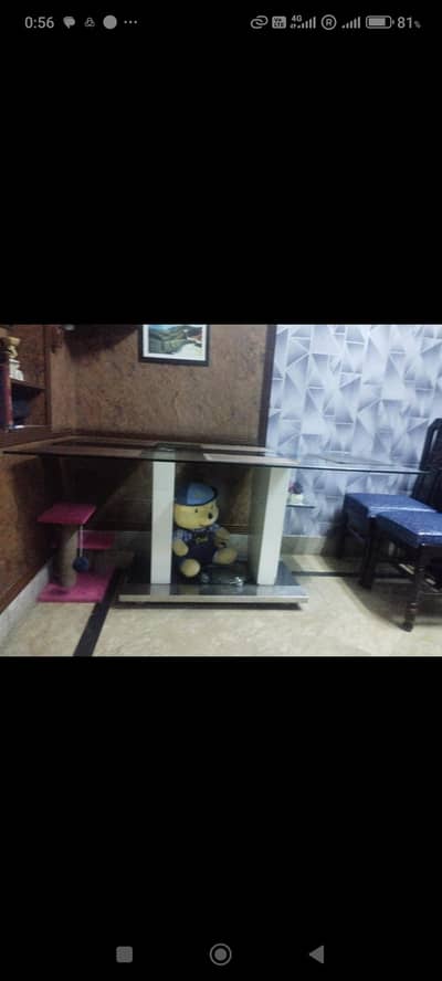 six seater wooden glass dining table