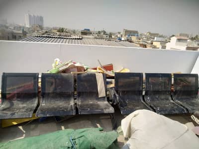 Black benches for waiting area