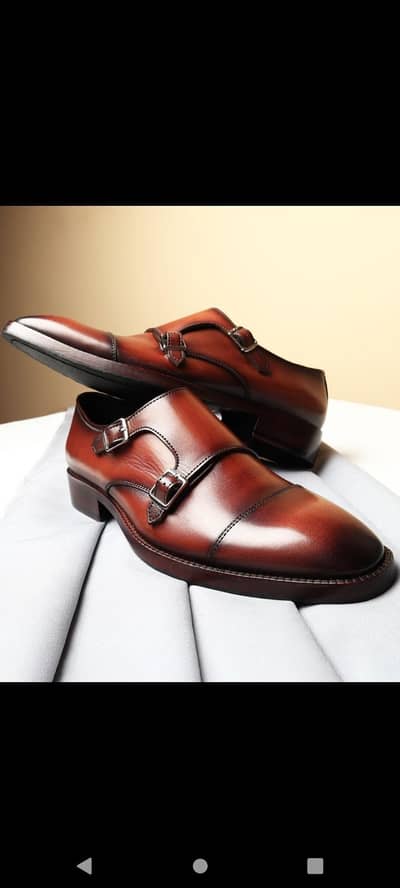 Handmade Genuine Pure Leather Monk Strap Dress Shoes For Men