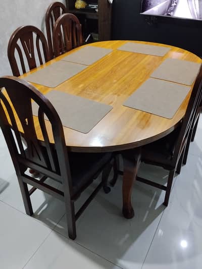 Solid Wood Dining Table for Sale + Leather Chairs
