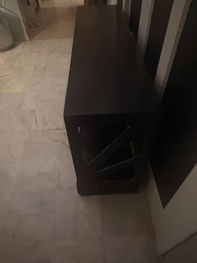 Solid Wood Console Table with Mirror - Dark Brown