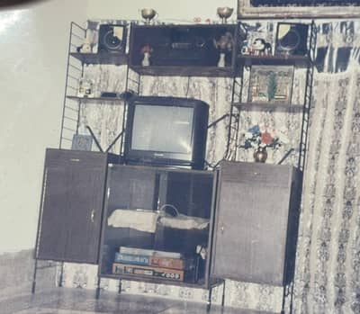 Wooden TV shelf/ TV console with storage cabinets