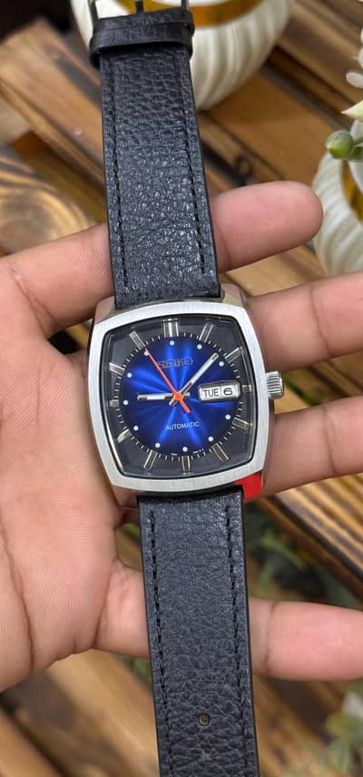 Seiko 5 sports with 7s26 movement &  black leather strap