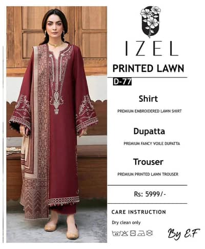 3 Pcs Women's Unstitched Embroidered Suit