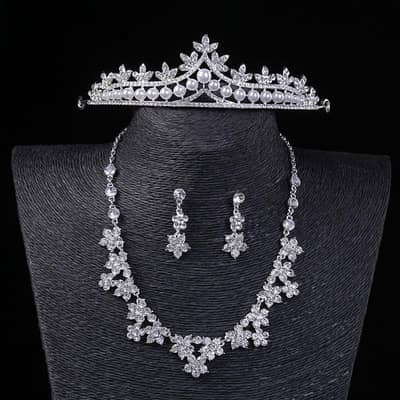 New rhinestone bridal jewelry necklace three piece set Korean