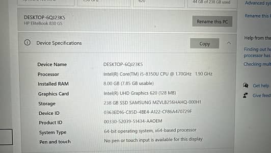 Hp elitebook 830 G5 Core i5 8th gen