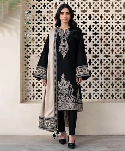 3 Pcs Women's Unstitched Embroidered Suit