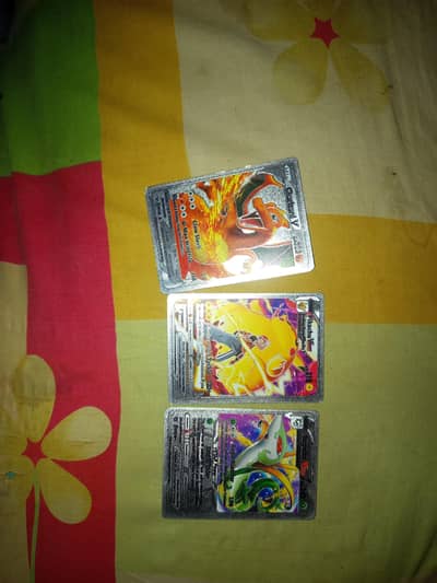 three cards on one piece