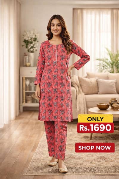 Eid Special 2 Pcs Women Lawn Suit – Digital Printed Shirt & Trouser