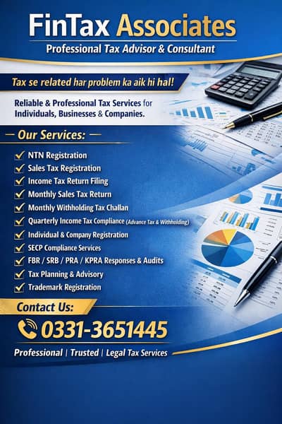 Income Tax , Sales Tax , Witholding , Ntn ,