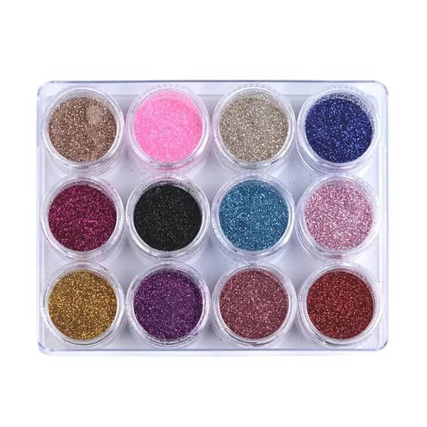 MAT Beauty Pack: Set of 12 Glitter Eye Shadow Powders with Box