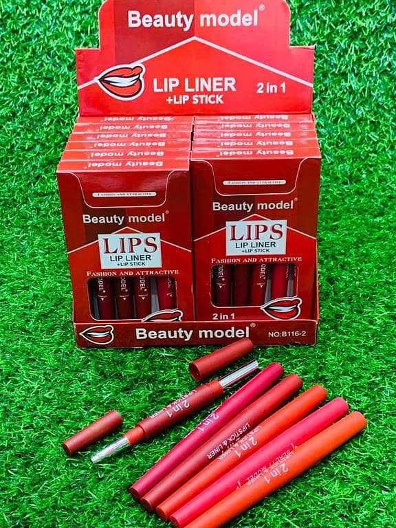 Pack of 6 Beauty Model 2-in-1 Lip Liner and Lipstick Set