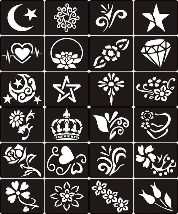 Pack of 24 Kids Mini Mehndi Design Stickers and Stencils